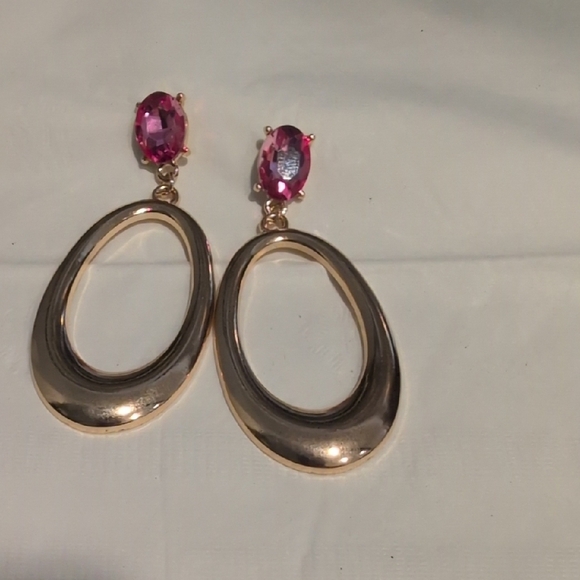 Saks Fifth Avenue Gold and Pink Drop Earrings - Picture 3 of 6